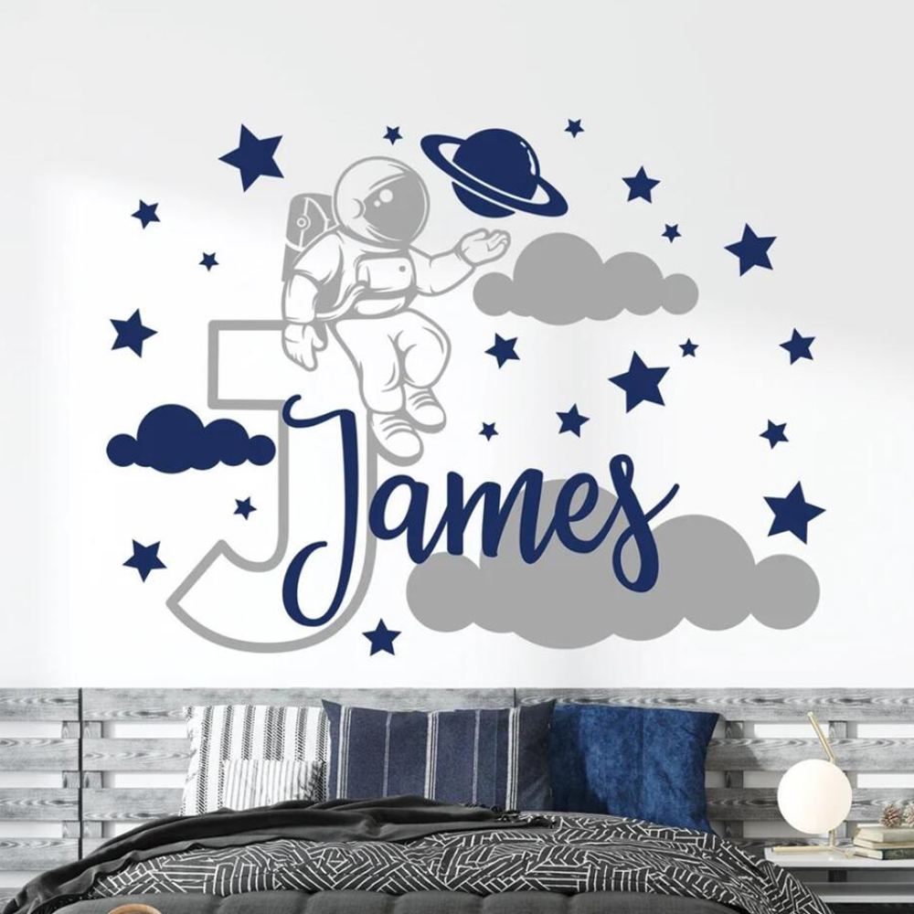 Baby Nursery Package - Custom Name Cartoon Space Astronaut Star