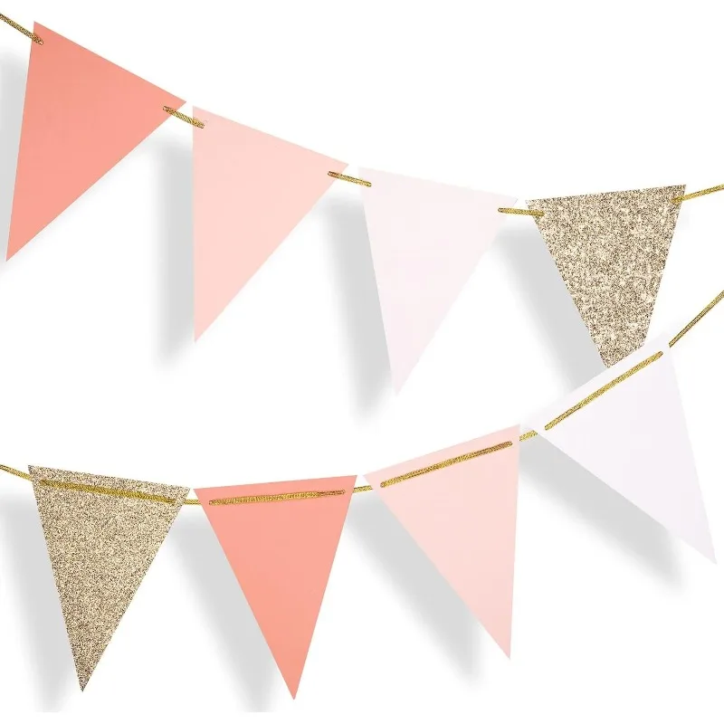 Baby Nursery Bunting - 10ft Vintage Pennant Banner Rose Gold