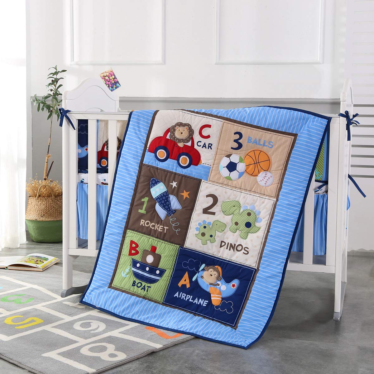 Baby Nursery Kit - 7Piece Crib Bedding Set Infant Nursery