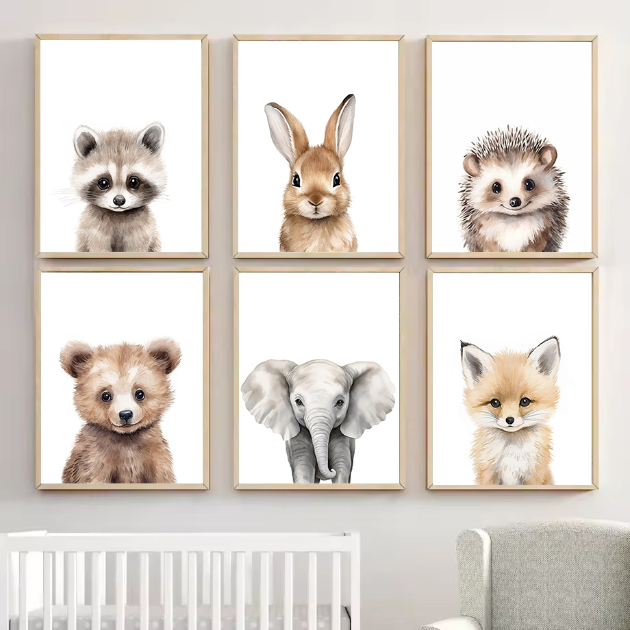 1PC Watercolour Woodland Fores - Baby Nursery Animal Pictures review and price