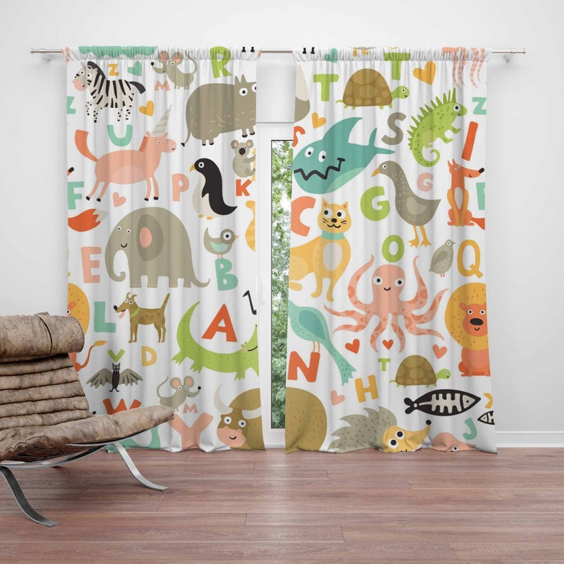 ABC Alphabet Nursery Curtain A - Baby Nursery Blackout Curtains review and price