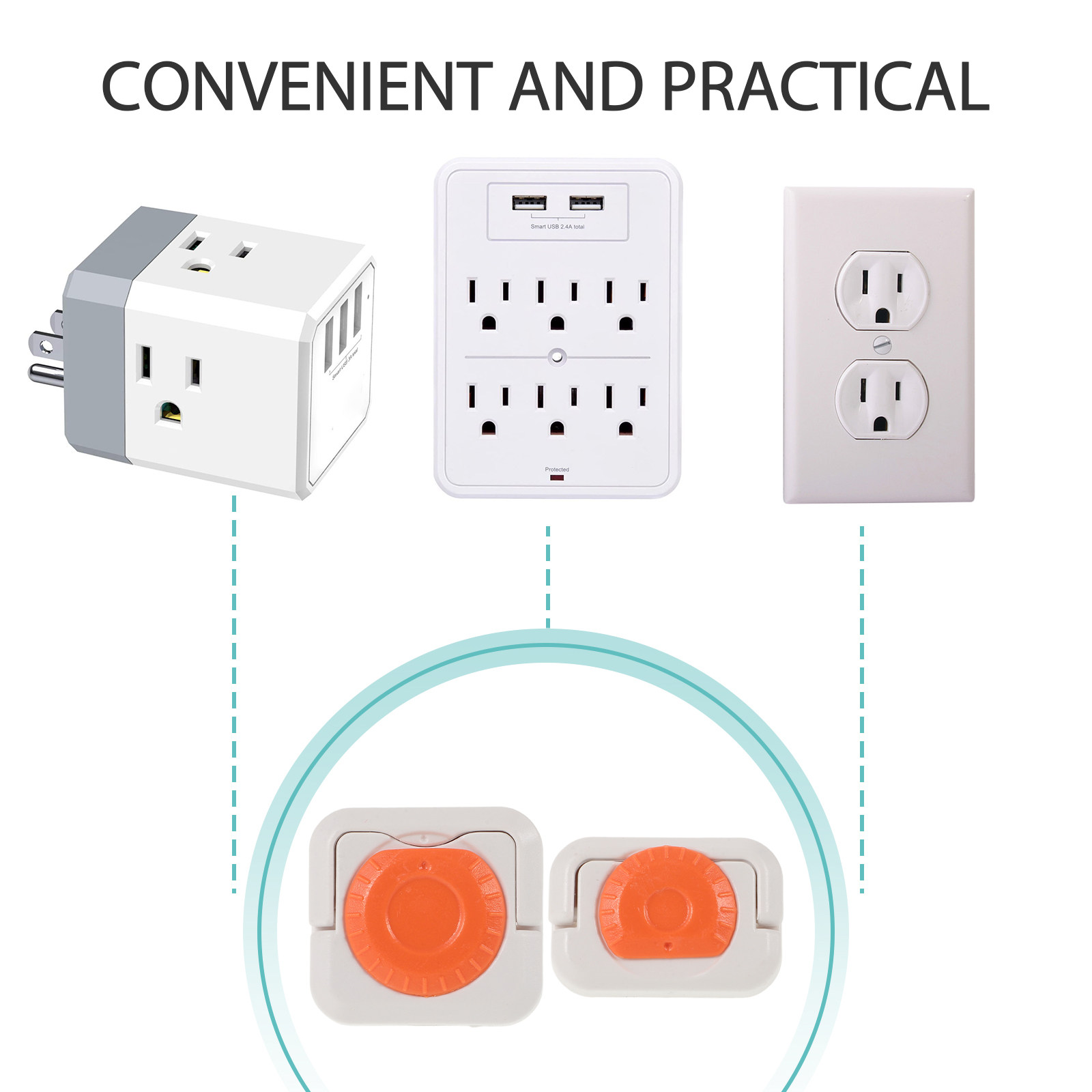 24Pcs Universal Fit Orange ABS - Outlet Cover Childproof review and price