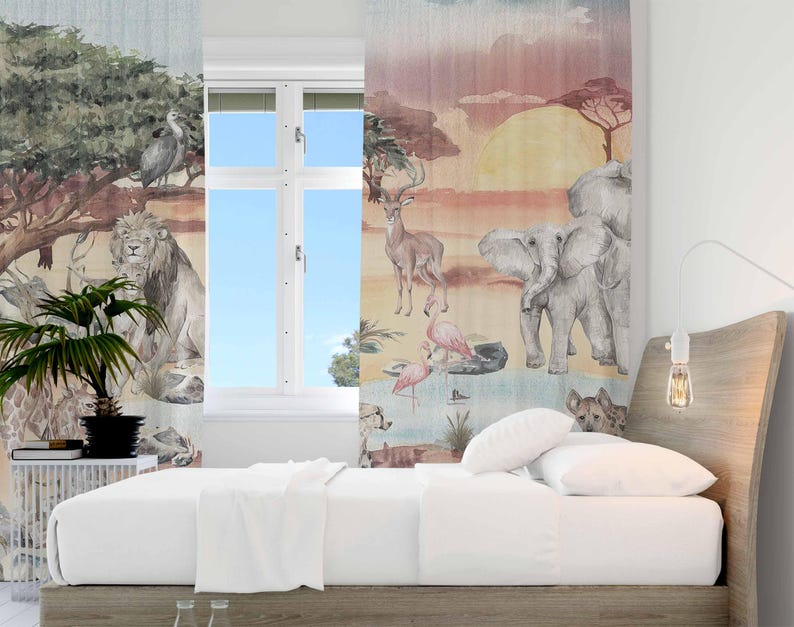 Safari Animals Curtain Kids Be - Baby Nursery Blackout Curtains review and price