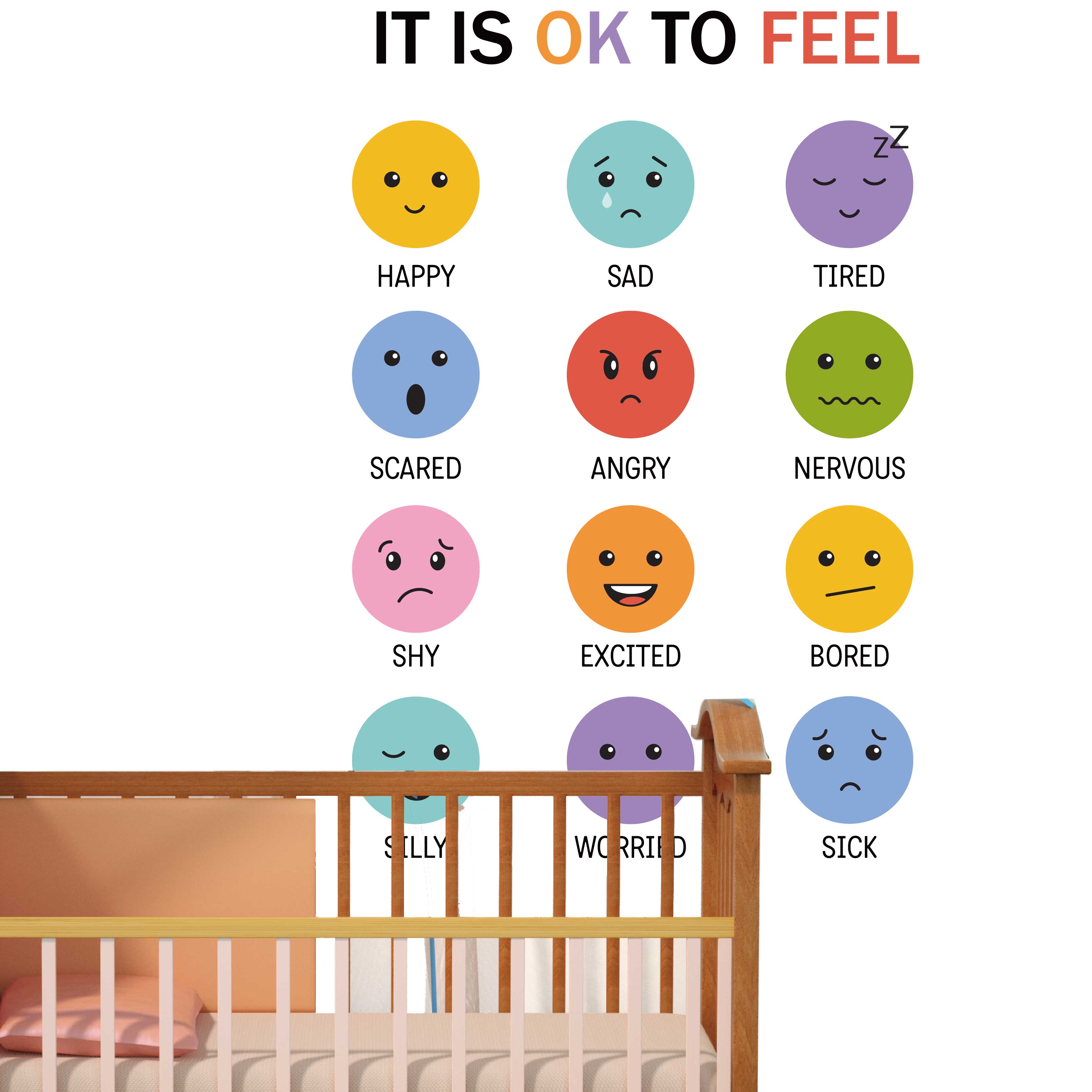 3D Colorful 12 Types of Emotic - Baby Nursery Design review and price