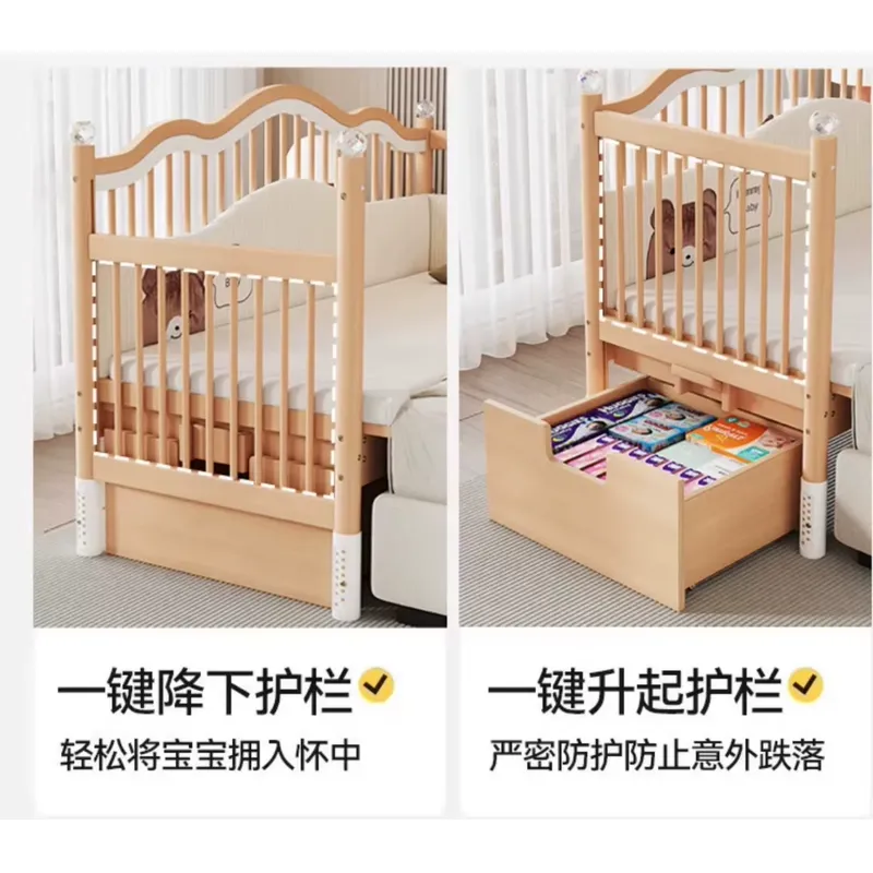 Solid Wood Baby Splicing Bed M - Baby Nursery Co review and price
