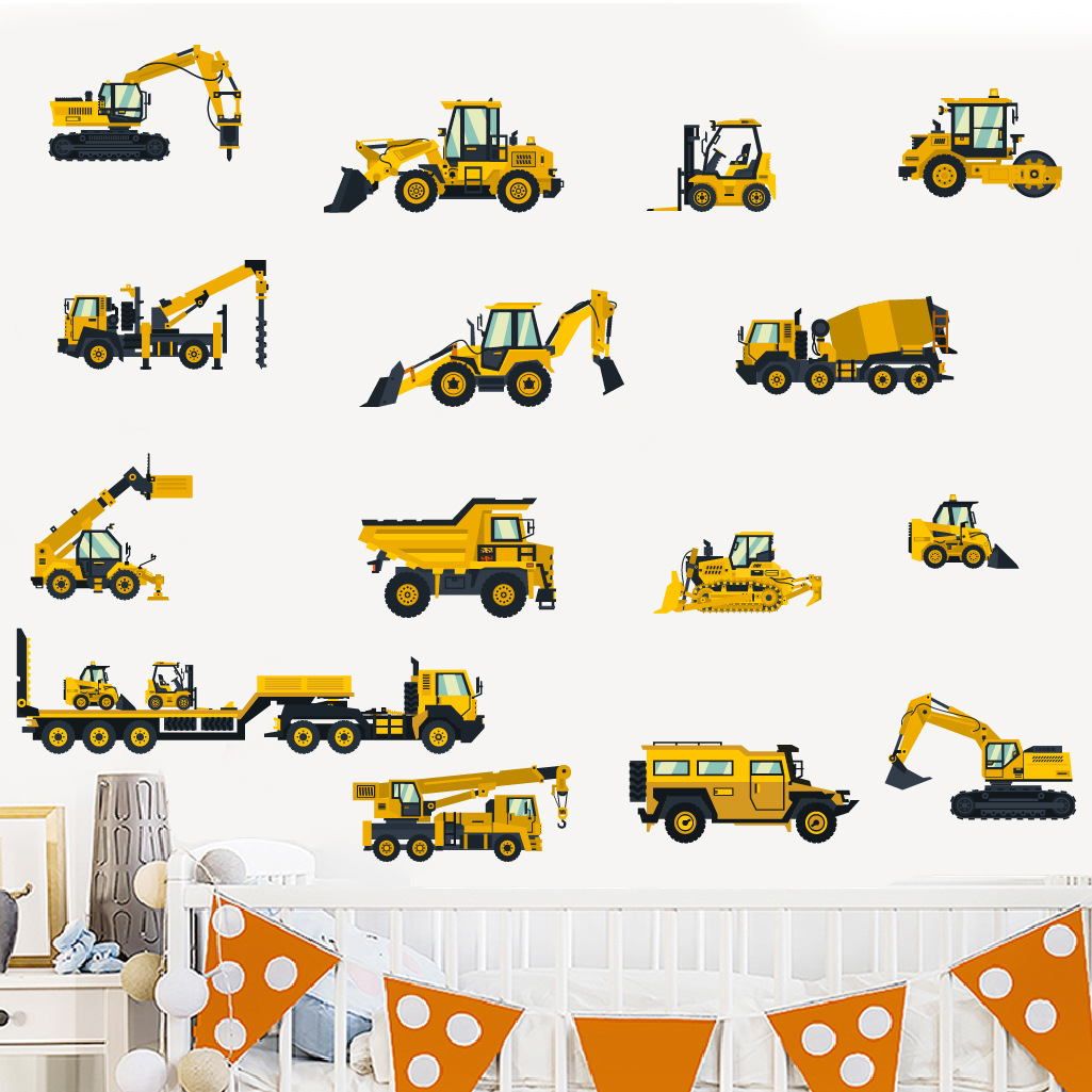 Cartoon Excavator Engineering  - Baby Nursery Vinyl review and price