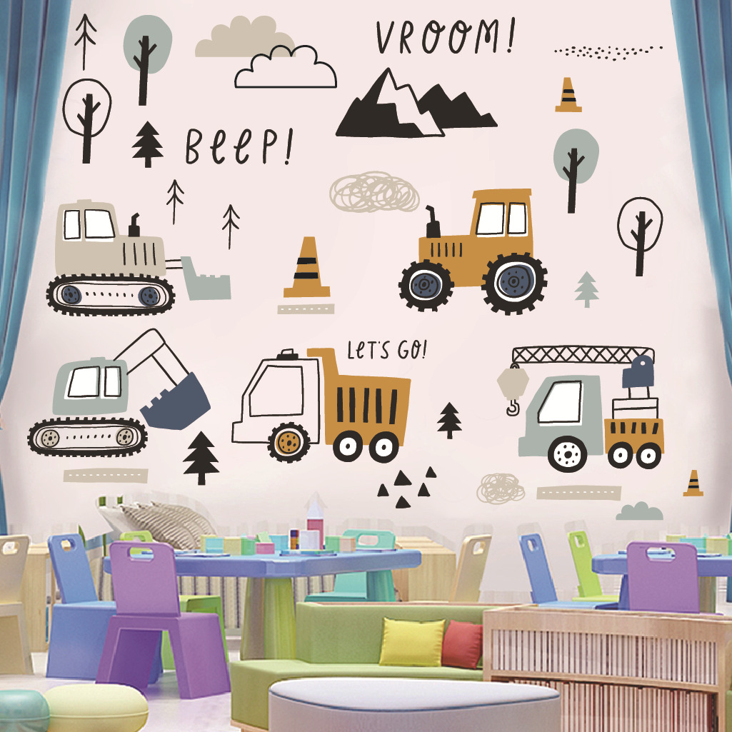 Cartoon Excavator Engineering  - Baby Nursery Vinyl review and price