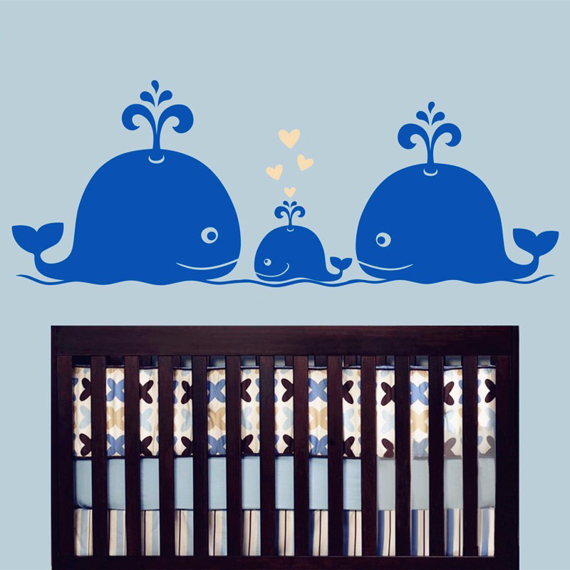 New Cute Whale Hearts Family W - Baby Nursery Vintage Decor review and price