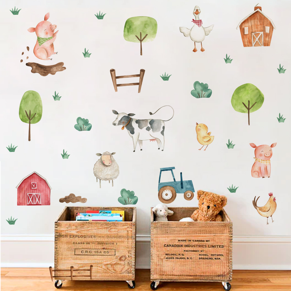 Boho Watercolor Cute Farm Anim - Baby Nursery Package review and price