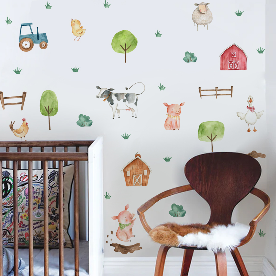 Boho Watercolor Cute Farm Anim - Baby Nursery Package review and price