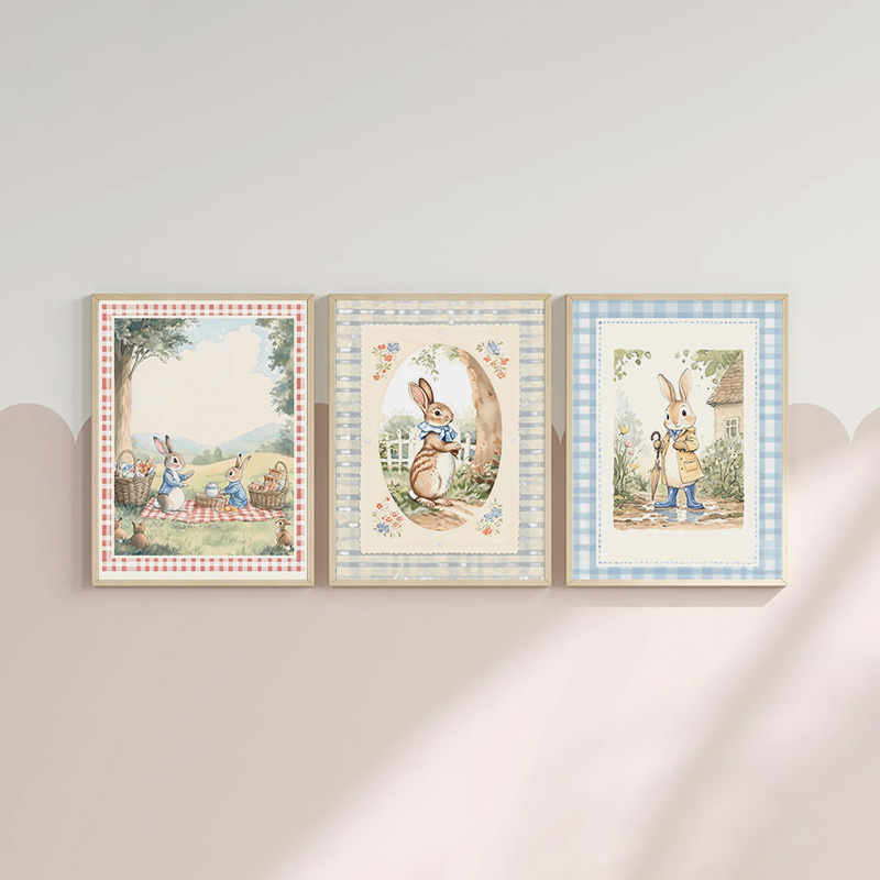 Vintage Boho Blue Plaid Rabbit - Baby Nursery Vintage Decor review and price