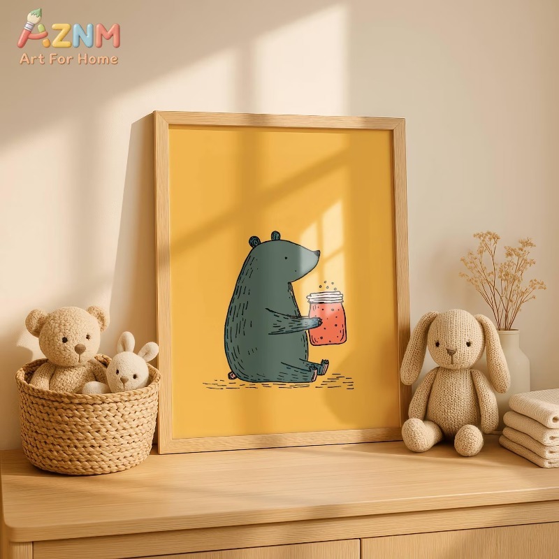 AZNM Cartoon Bear Honey Jar Ca - Baby Nursery Art review and price