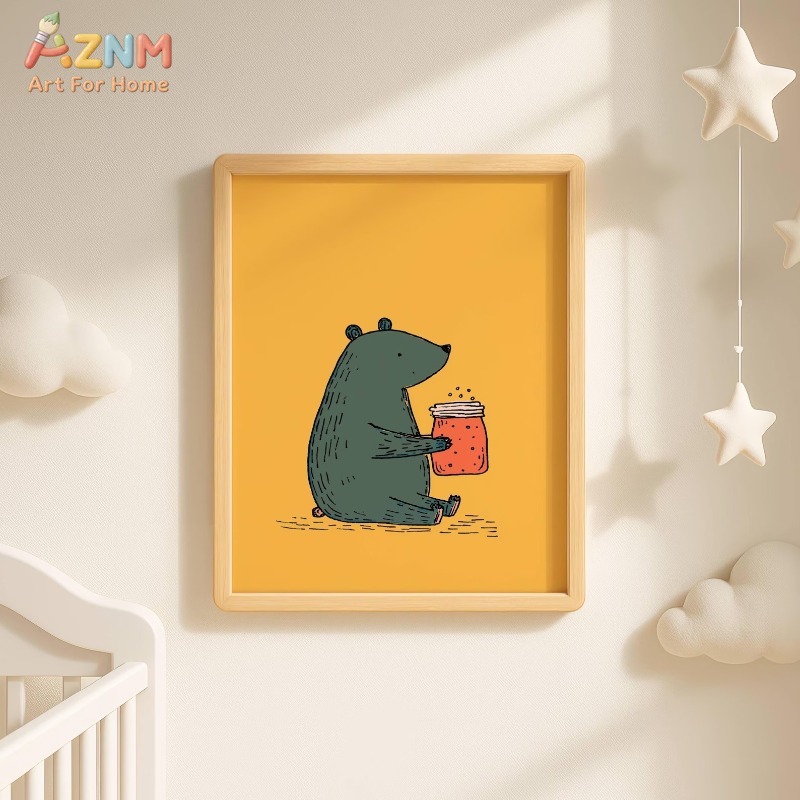 AZNM Cartoon Bear Honey Jar Ca - Baby Nursery Art review and price