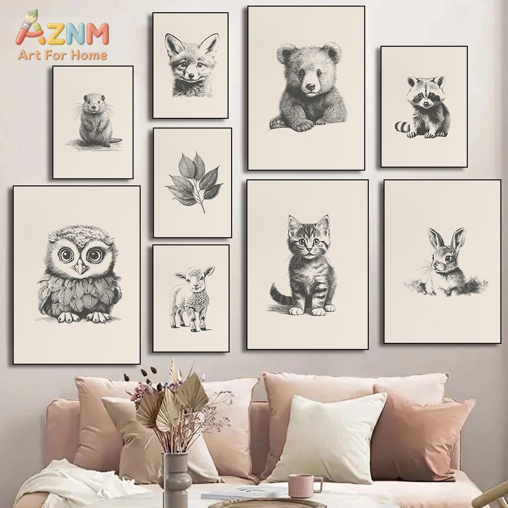 AZNM Vintage Sketch Baby Anima - Baby Nursery Vintage Decor review and price