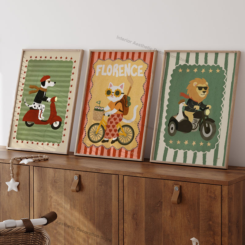 Funny Cartoon Animals Vehicle  - Baby Nursery Animal Pictures review and price