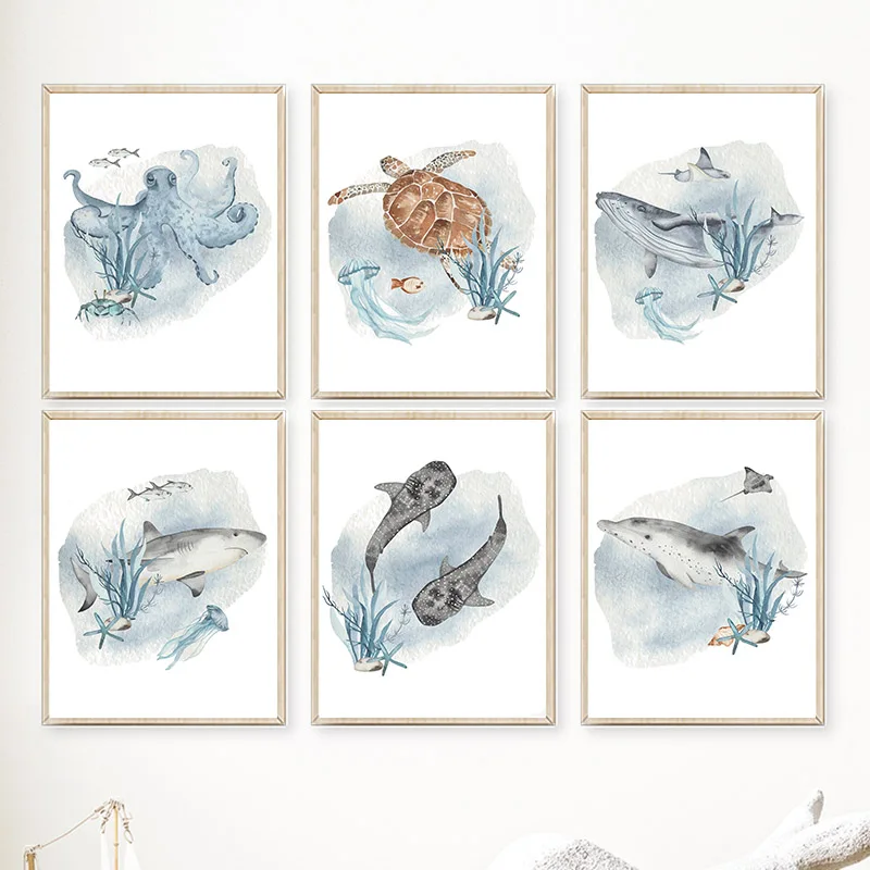 Posters And Prints Whale Fish  - Baby Nursery Animal Pictures review and price