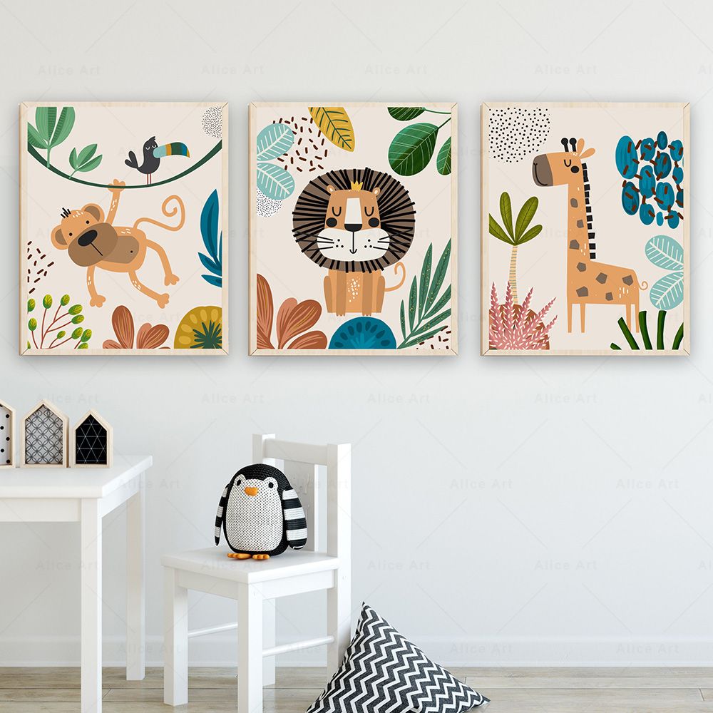 Boho Monkey Lion Giraffe Bird  - Baby Nursery Kids review and price