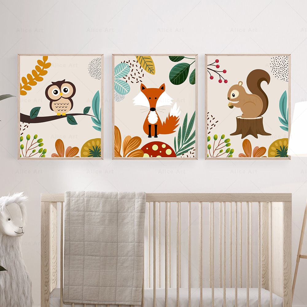 Boho Monkey Lion Giraffe Bird  - Baby Nursery Kids review and price