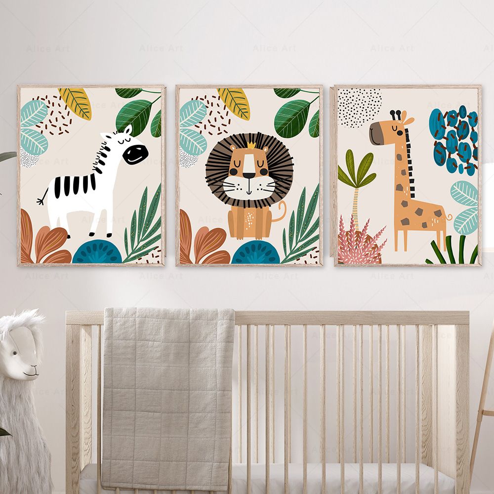 Boho Monkey Lion Giraffe Bird  - Baby Nursery Kids review and price