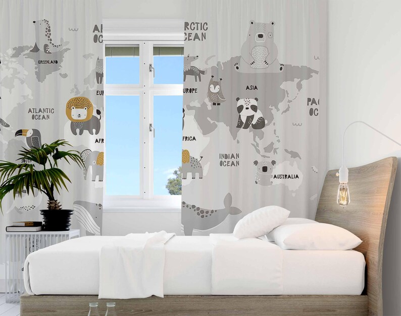 World Map Nursery Curtains Saf - Baby Nursery Blackout Curtains review and price