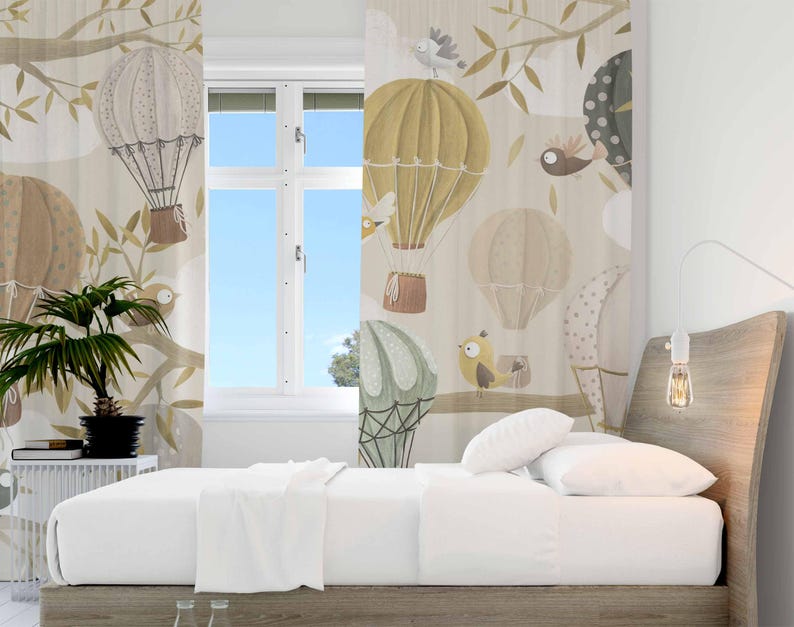 Hot Air Balloon Curtains Bird  - Baby Nursery Blackout Curtains review and price
