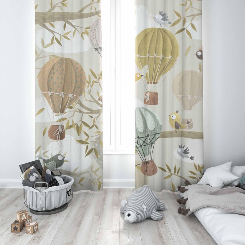 Hot Air Balloon Curtains Bird  - Baby Nursery Blackout Curtains review and price