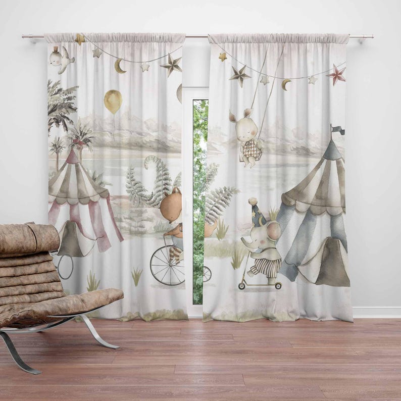 Circus Animals Curtains Kids B - Baby Nursery Blackout Curtains review and price