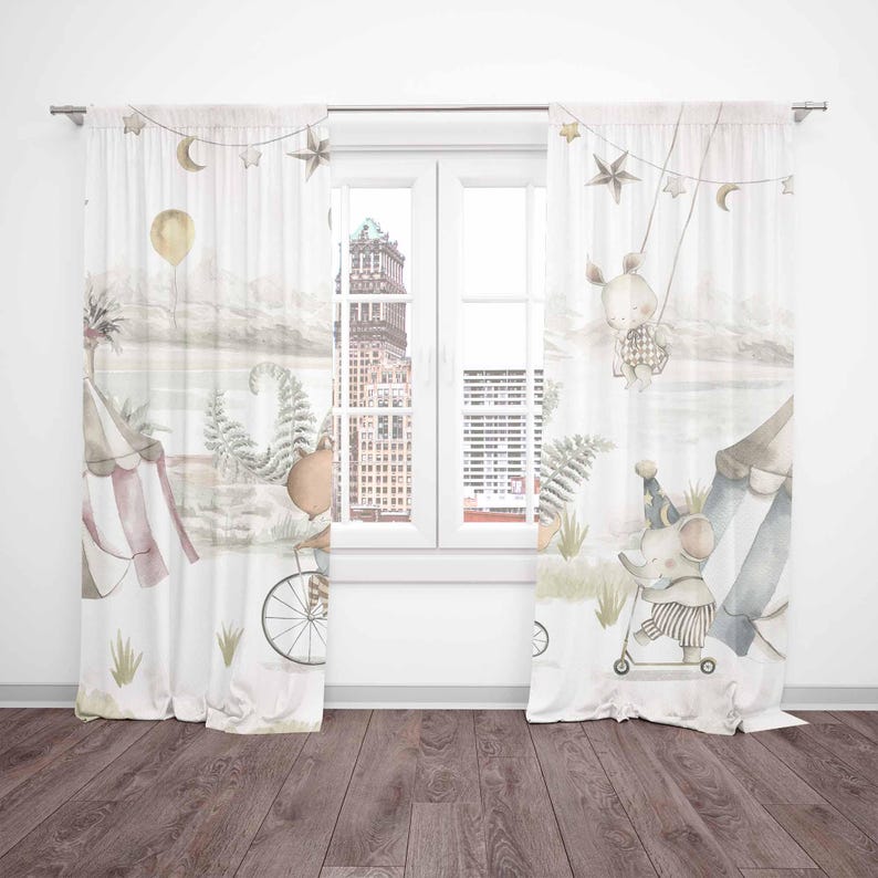 Circus Animals Curtains Kids B - Baby Nursery Blackout Curtains review and price