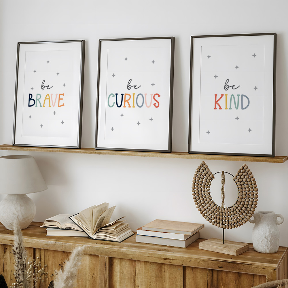 3pcs Be Brave And Kind Posters - Baby Nursery Quotes review and price