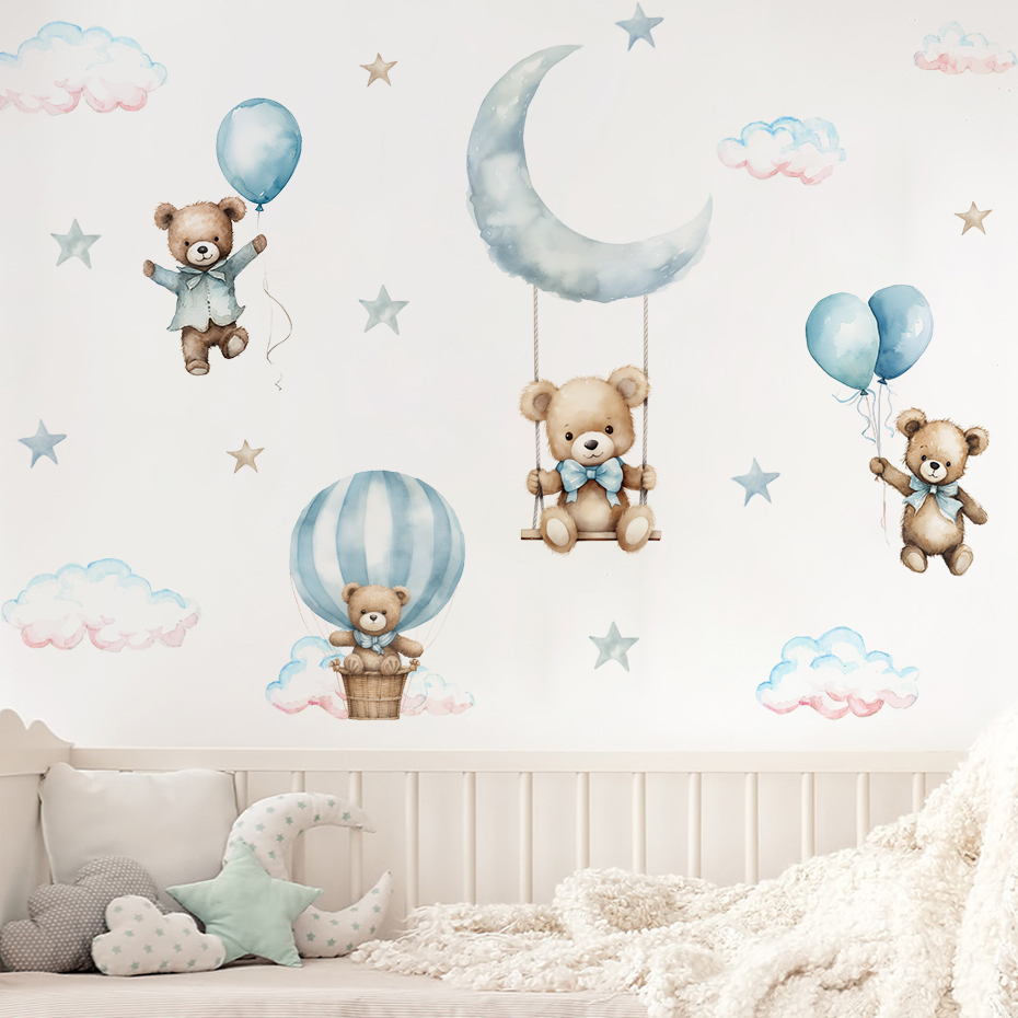 Watercolor Bear Hot Air Balloo - Baby Nursery Design review and price