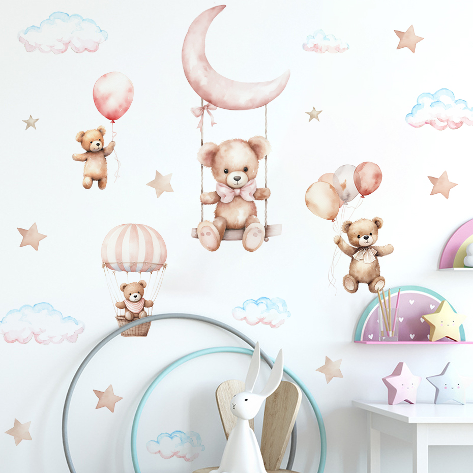 Watercolor Bear Hot Air Balloo - Baby Nursery Design review and price