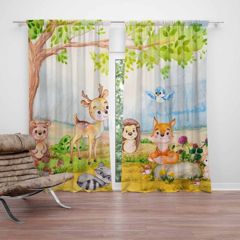 Woodland Animals Curtains Kids - Baby Nursery Blackout Curtains review and price