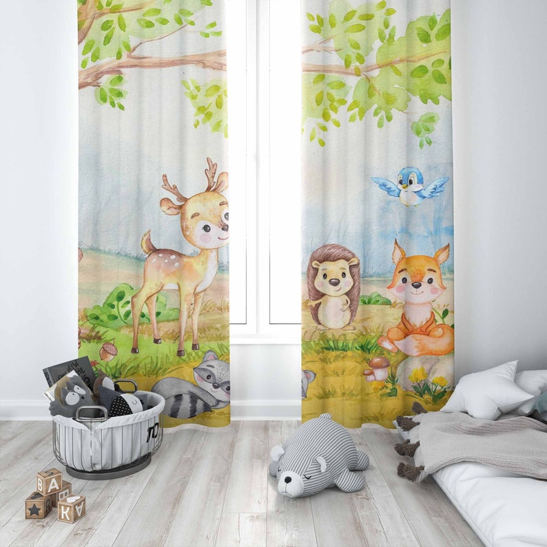 Woodland Animals Curtains Kids - Baby Nursery Blackout Curtains review and price