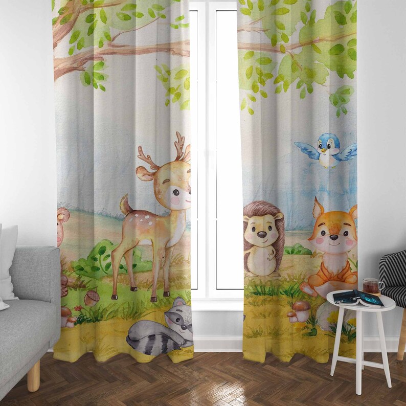 Woodland Animals Curtains Kids - Baby Nursery Blackout Curtains review and price