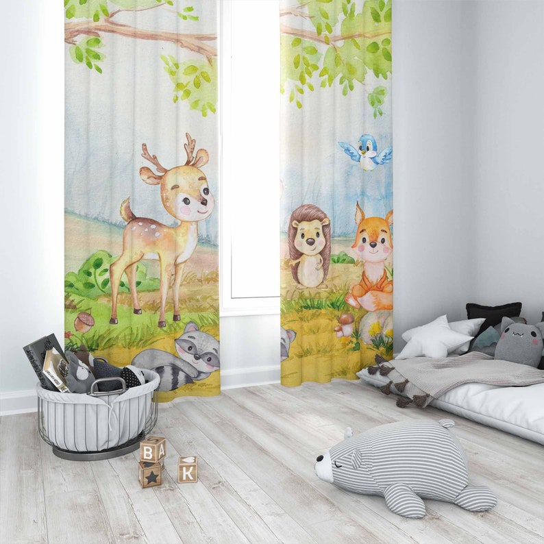Woodland Animals Curtains Kids - Baby Nursery Blackout Curtains review and price
