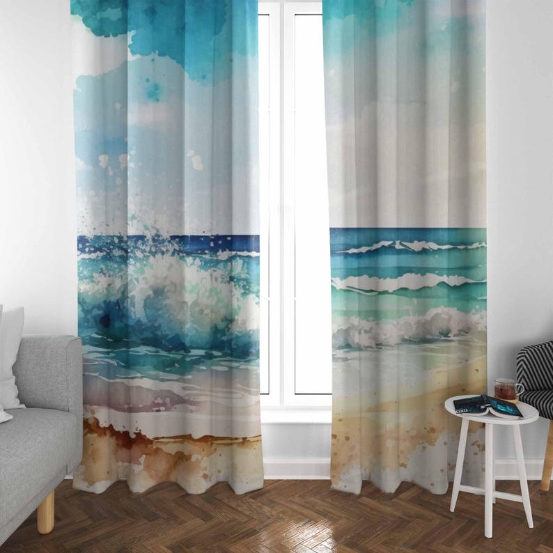 Sea Wave Curtains Ocean Nature - Baby Nursery Blackout Curtains review and price