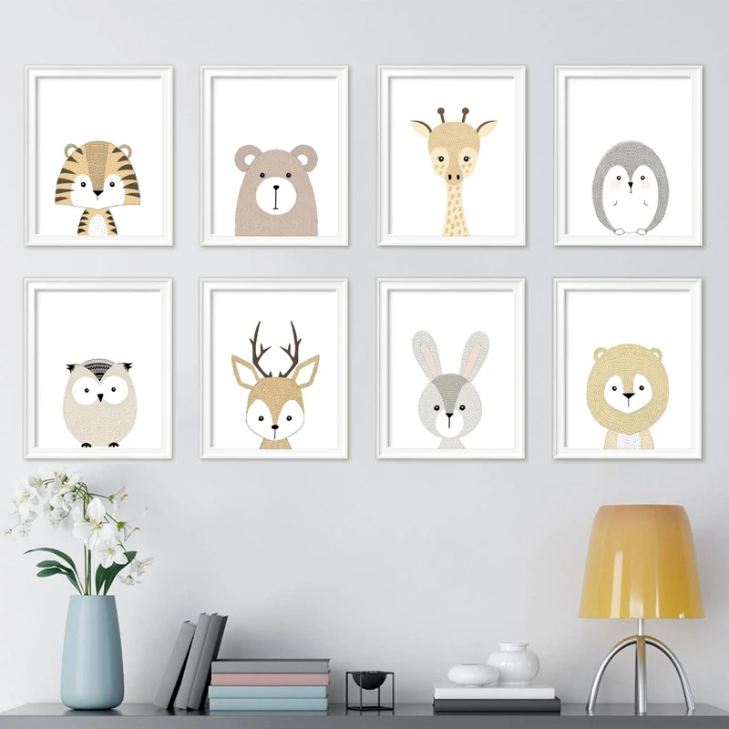 Woodland Cute Animal Cartoon F - Baby Nursery Animal Pictures review and price