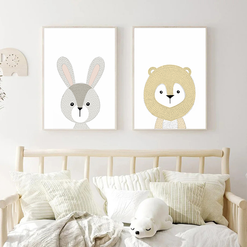 Woodland Cute Animal Cartoon F - Baby Nursery Animal Pictures review and price