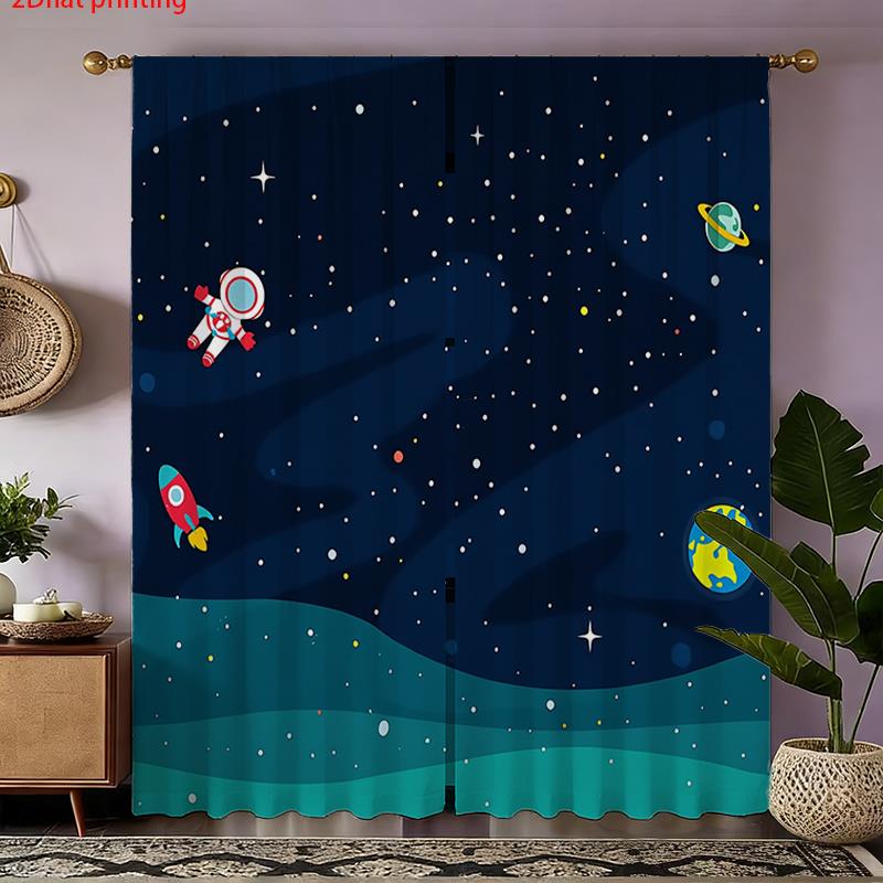 Cartoon Space Astronaut Curtai - Baby Nursery Blackout Curtains review and price