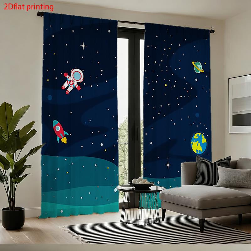 Cartoon Space Astronaut Curtai - Baby Nursery Blackout Curtains review and price