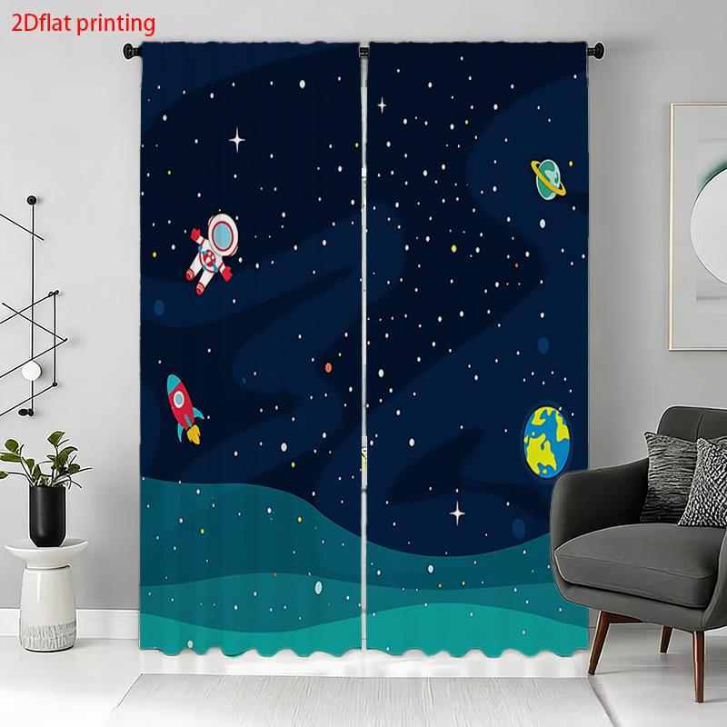 Cartoon Space Astronaut Curtai - Baby Nursery Blackout Curtains review and price