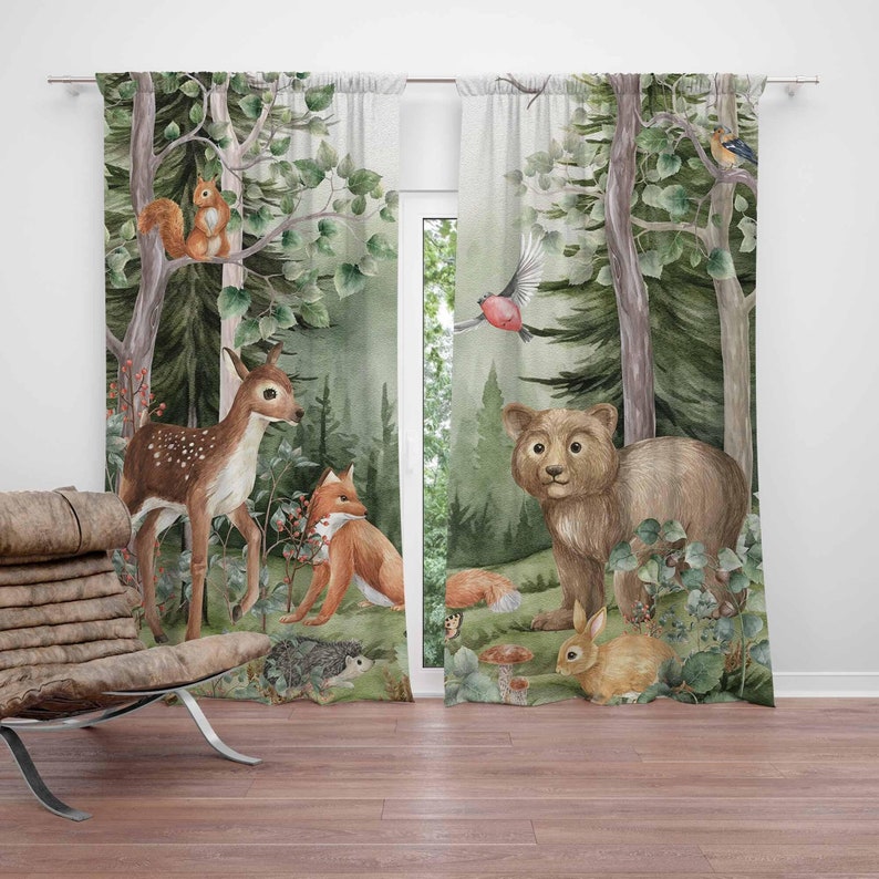 Woodland Animals Curtains Kids - Baby Nursery Blackout Curtains review and price