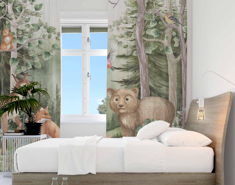 Woodland Animals Curtains Kids - Baby Nursery Blackout Curtains review and price