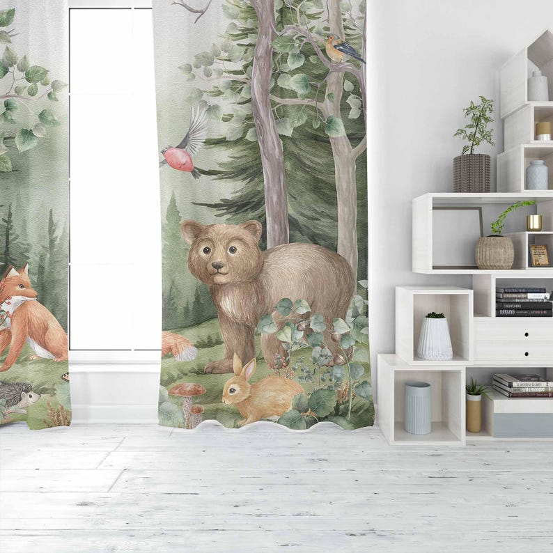 Woodland Animals Curtains Kids - Baby Nursery Blackout Curtains review and price
