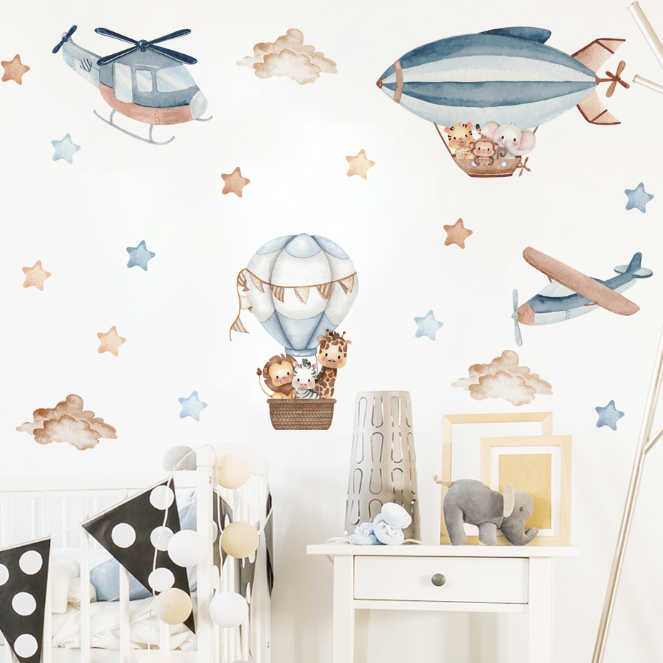 Watercolor Animals Hot Air Bal - Baby Nursery Package review and price