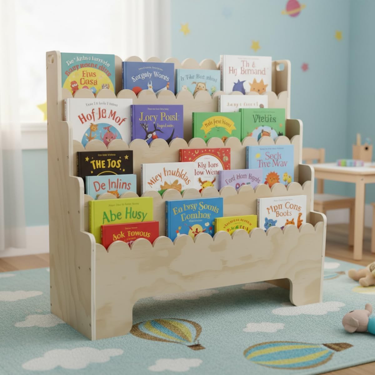 Kids Bookshelf 4-Tier, Natural - Baby Nursery Books review and price