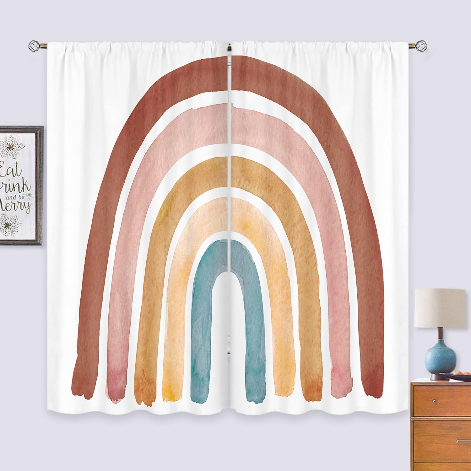 Kids Boho Rainbow Curtains for - Baby Nursery Vintage Decor review and price