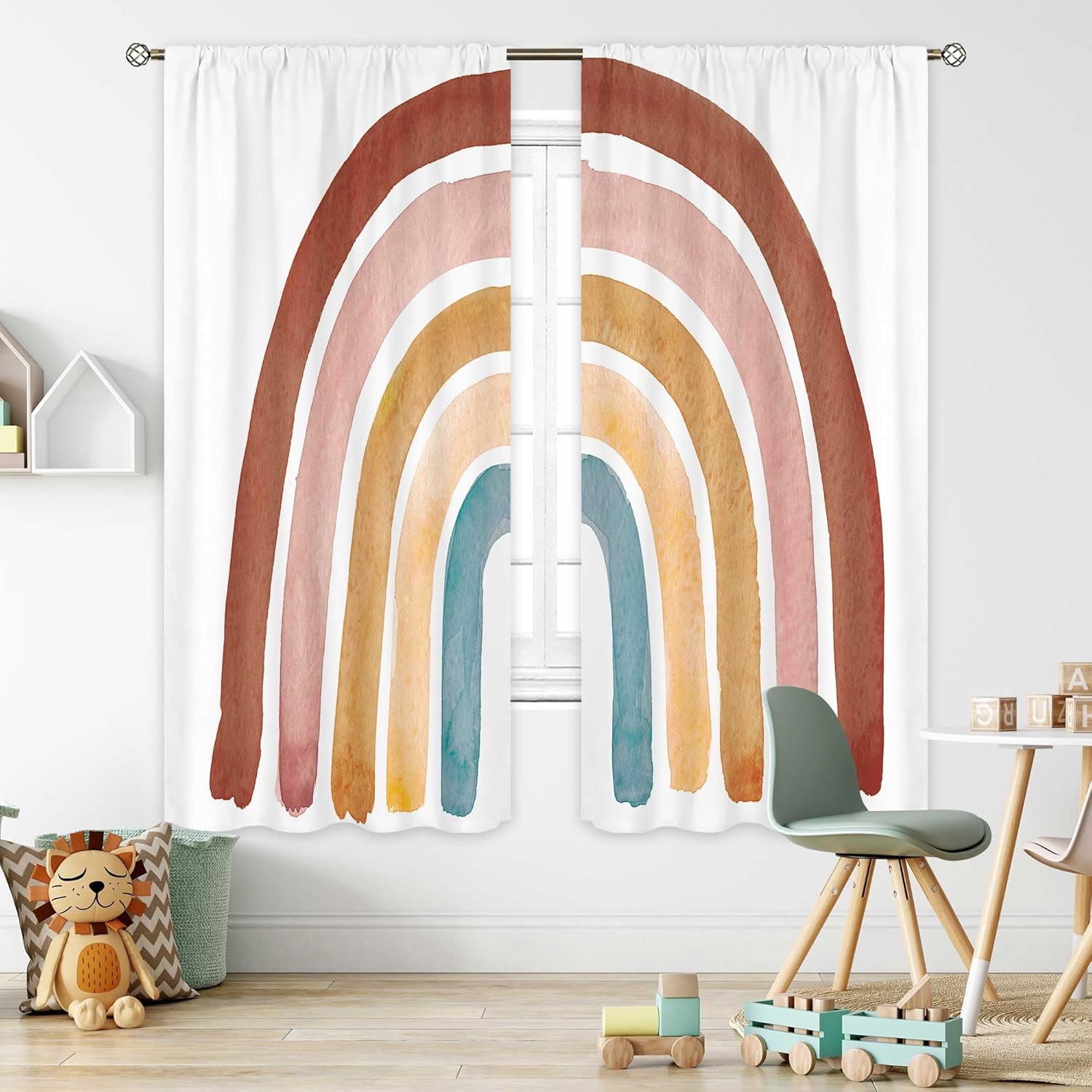 Kids Boho Rainbow Curtains for - Baby Nursery Vintage Decor review and price