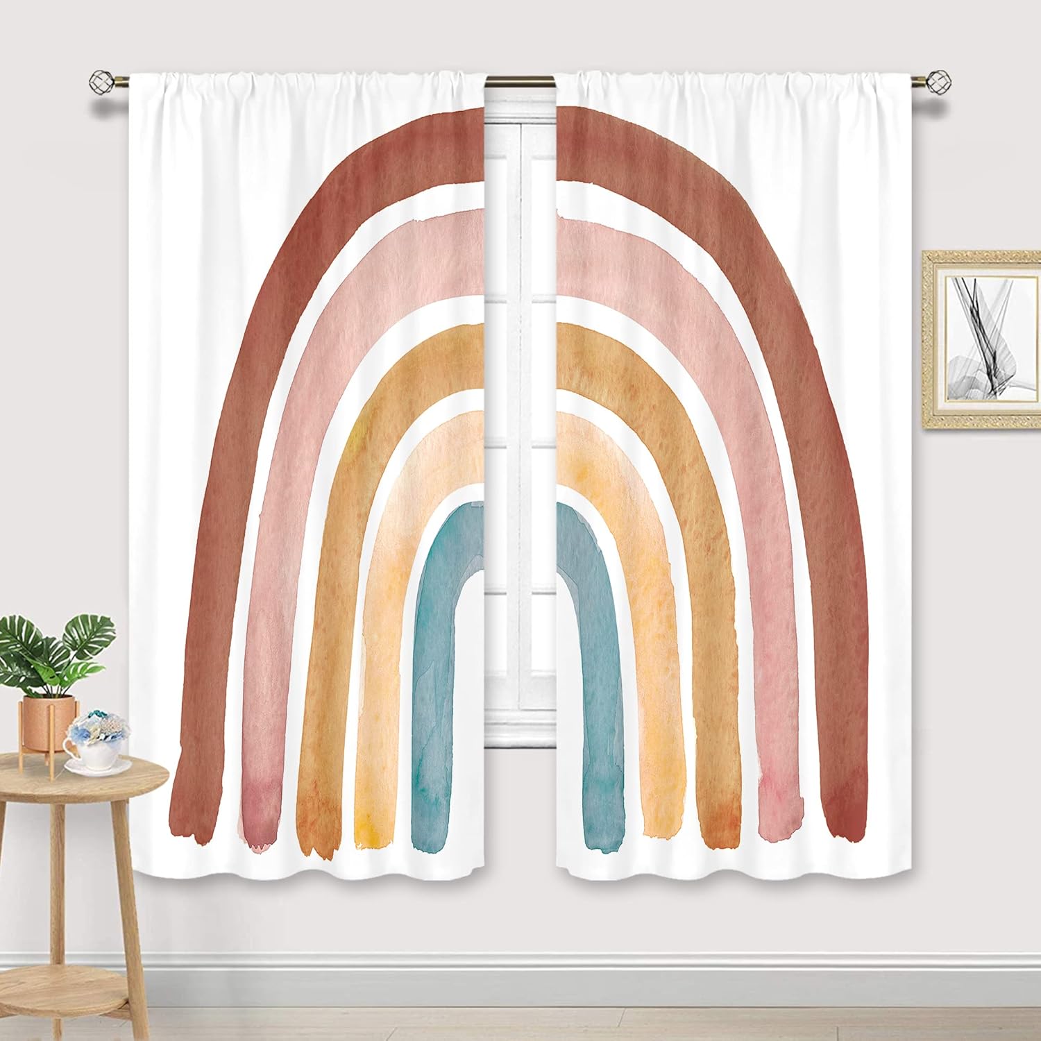 Kids Boho Rainbow Curtains for - Baby Nursery Vintage Decor review and price