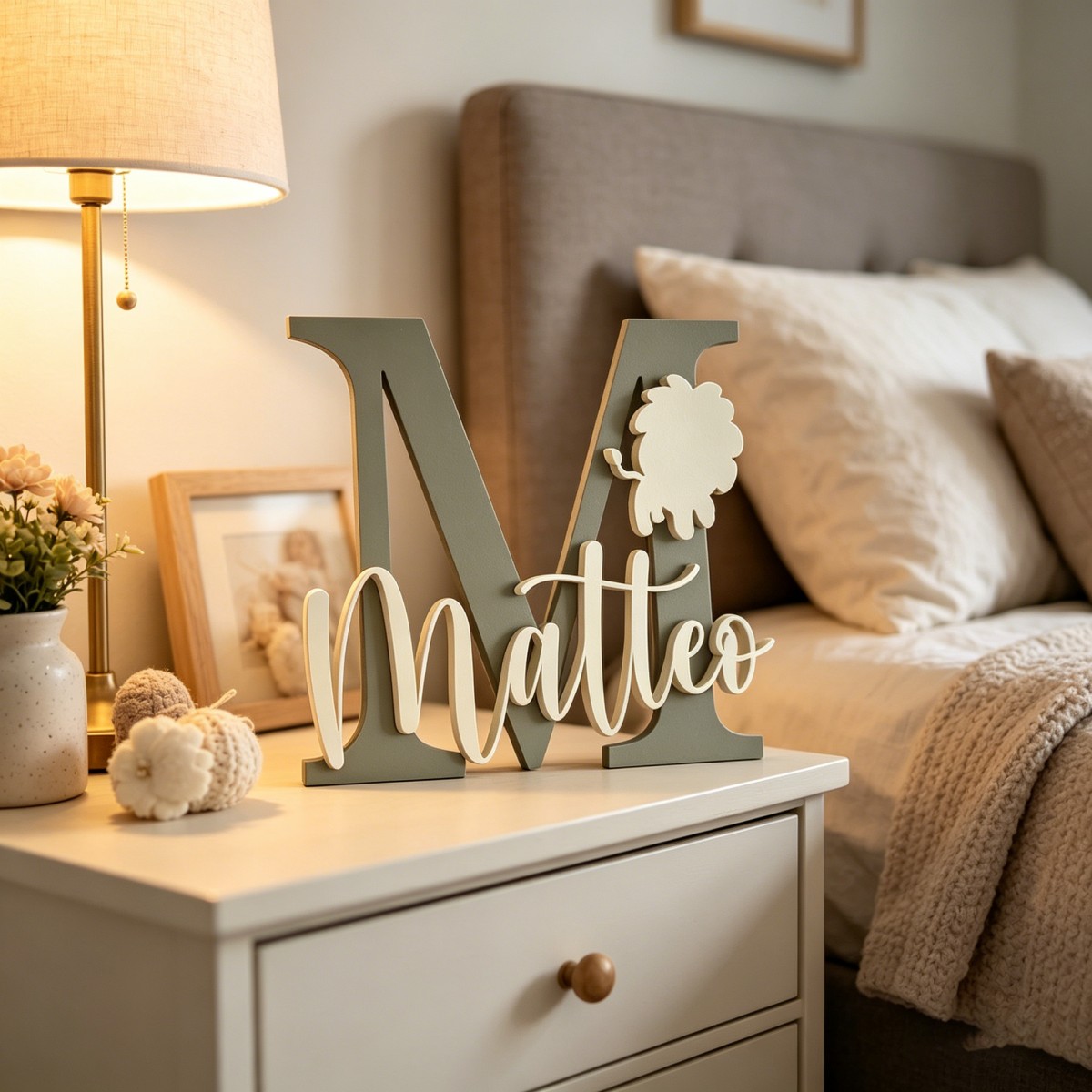 1Pc Custom Lion Name & Initial - Baby Nursery Kids review and price